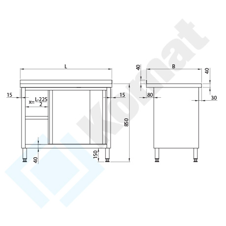 KST-022 - Stół przyścienny z drzwiami suwanymi