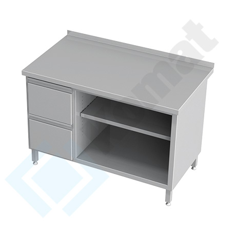 KST-027 - Stół przyścienny z szufladami i szafką otwartą
